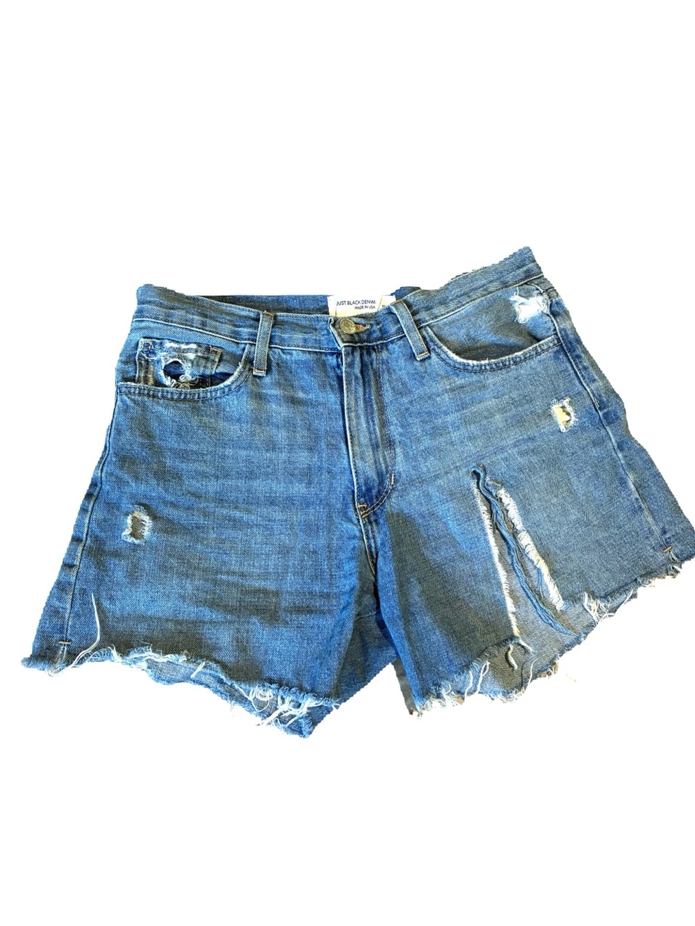 Just Black Frayed Hem Denim Cutoff Shorts